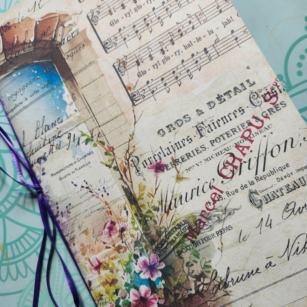 Junk Journal BOOKLET "FLORAL WINDOWS" HANDMADE Flowers, European Architecture